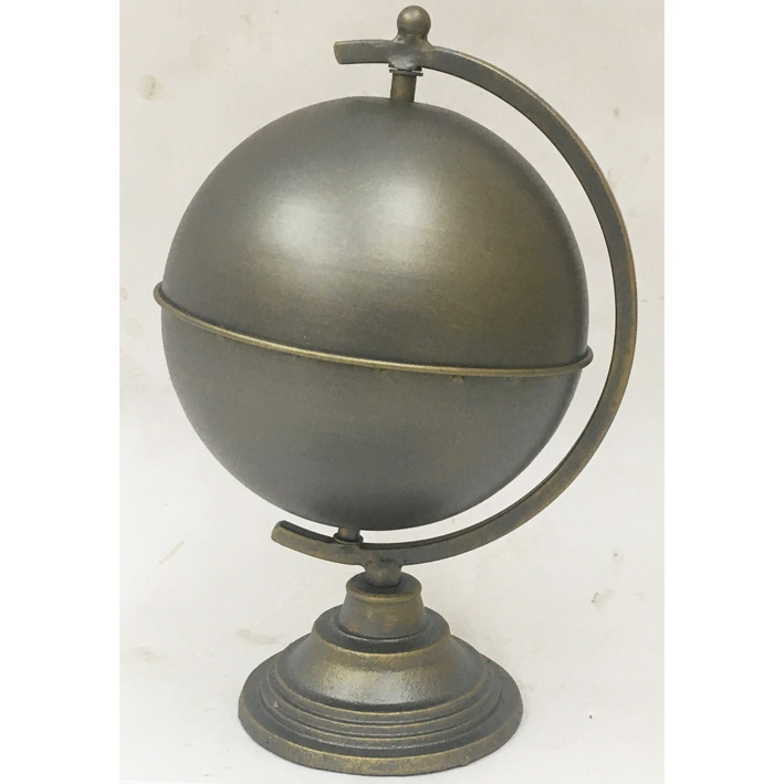 Gunmetal Metal Table Globe Table Decor With Stand