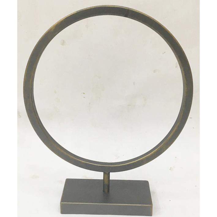 Gunmetal Metal Circle Decor With Stand