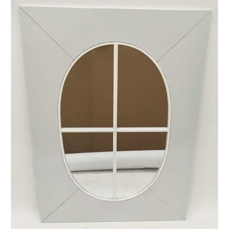 Metal framed with white wood edge decorative mirror