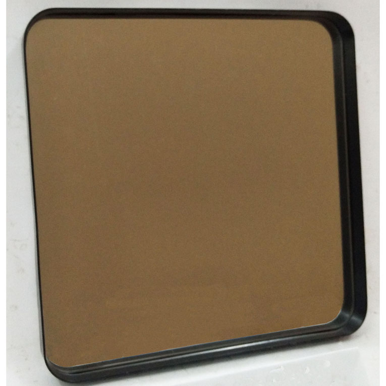 Black square wide metal framed decorative mirror