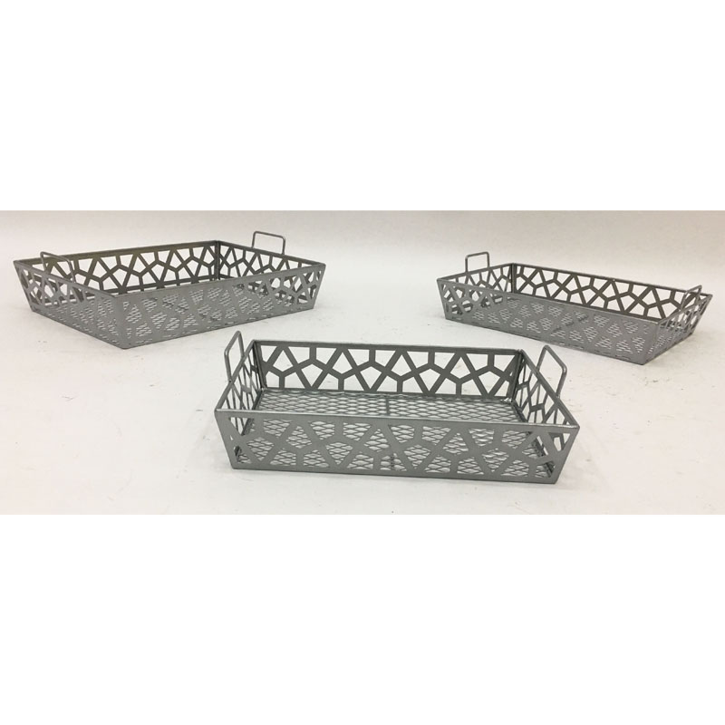 S/3 silver color metal laser cutting fruit basket