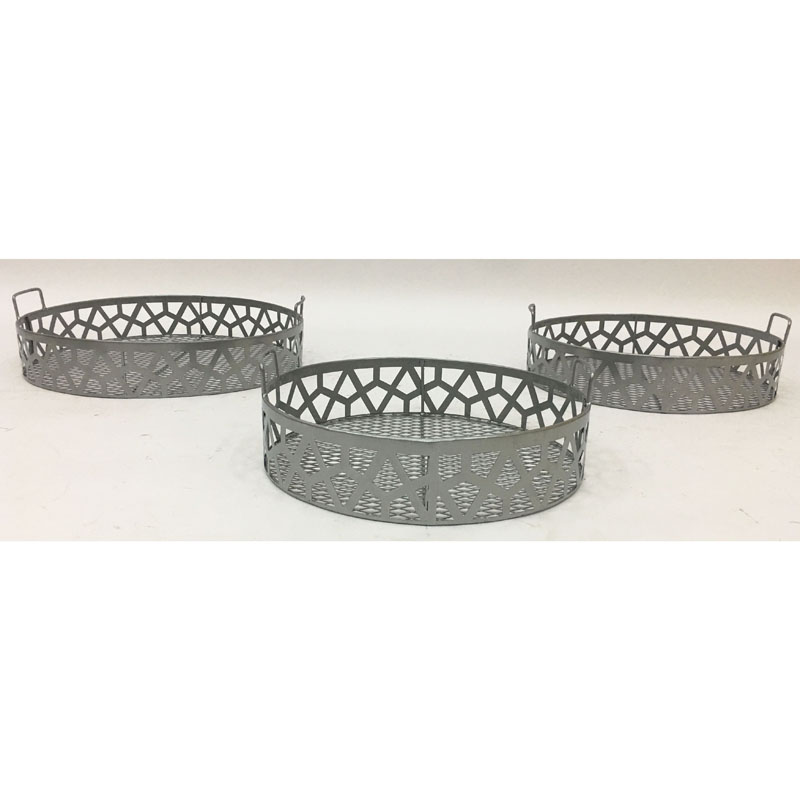 S/3 silver color metal laser cutting fruit basket