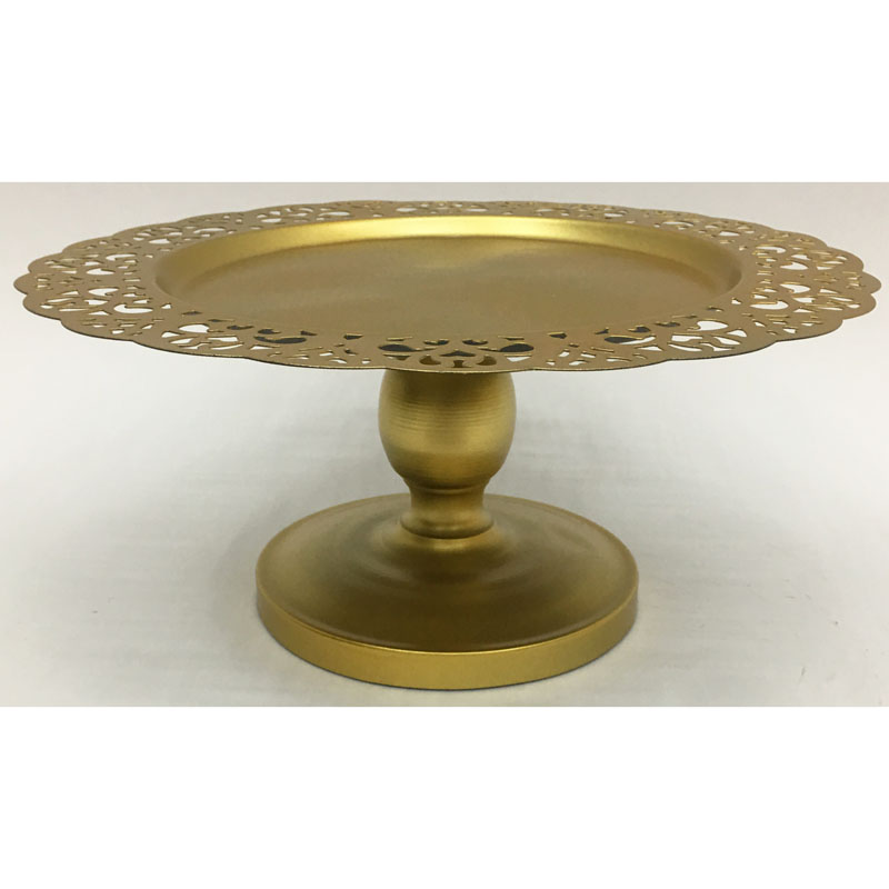 Round metal cake stand with laser cutting edge and stand