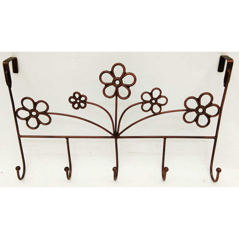 Door back metal hanger with flower decor