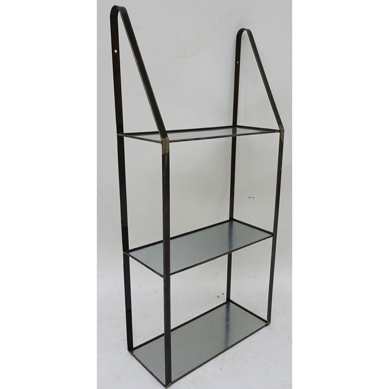 Raw iron finish wall  metal storage rack with 3 galvanized tiers