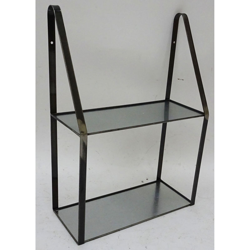 Raw iron finish wall  metal storage rack with 2 galvanized tiers