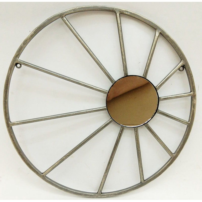 Antique grey gold metal wall decor with mirror