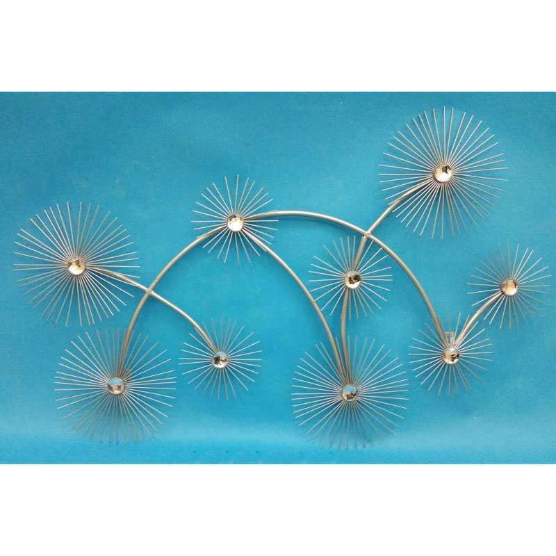 Shiny silver metal wall decor with crystal bead