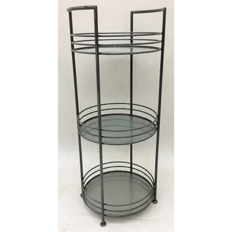 Raw iron color metal  plant stand/storage rack with 3wire/galvanized baskets