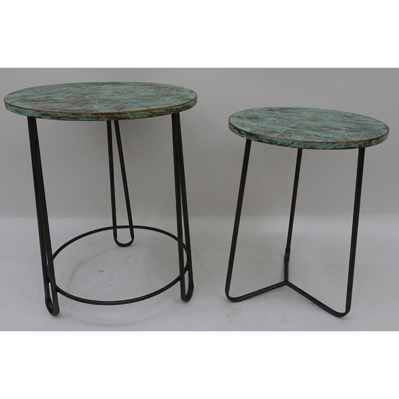 S2 verdi green round metal side table