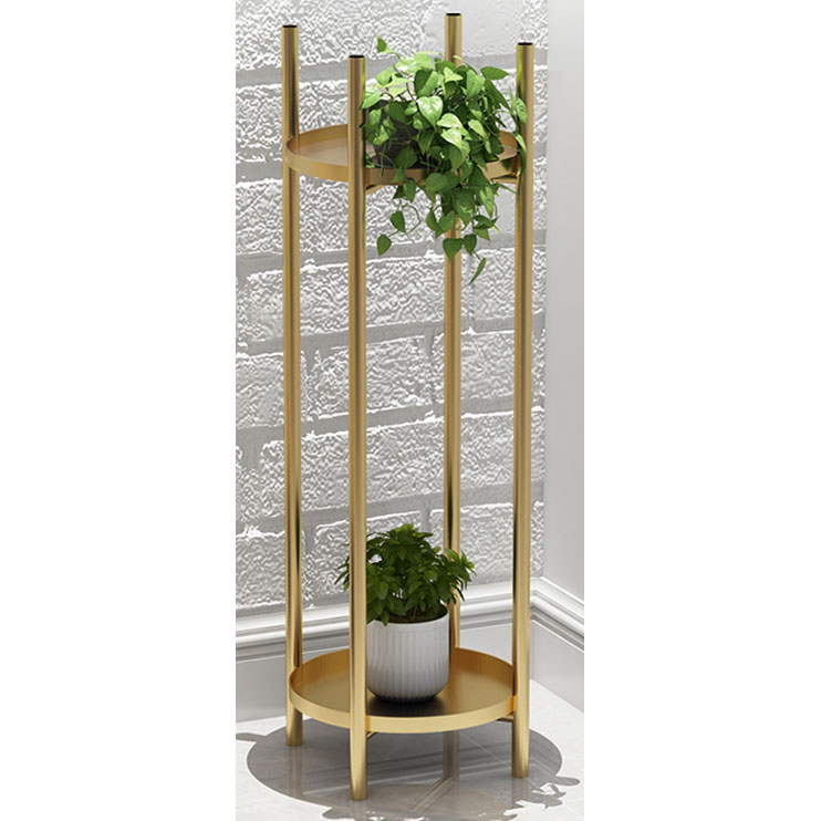 2 tiers shiny gold metal plant stand