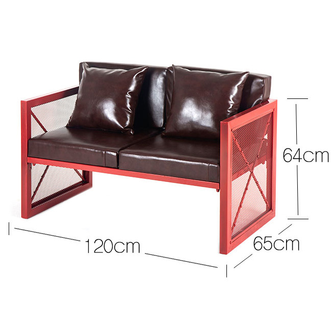 Custom order &ready to ship industrial metal sofa chair with leather cushion and pillow,sizes & colors defined by you