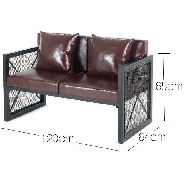 Custom order &ready to ship industrial metal sofa chair with leather cushion and pillow,sizes & colors defined by you