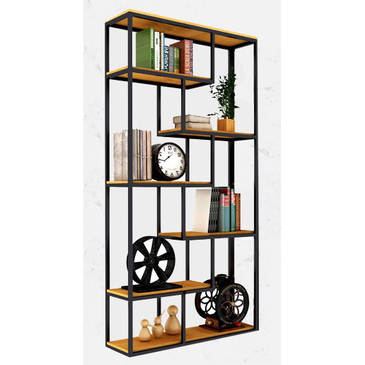 Custom order & ready to ship industrial metal display room divider rack with wood,marble, glass combination, sizes & colors & logos defined by you