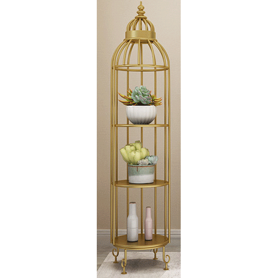 Shiny gold metal 3 tiers book shelf, corner shelf