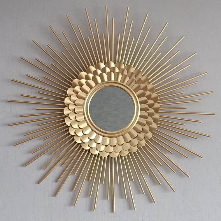 Shiny gold sunlight metal decorative mirror