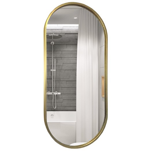 Gold Color Metal Framed Oval  Wall Mirror, Bathroom mirror