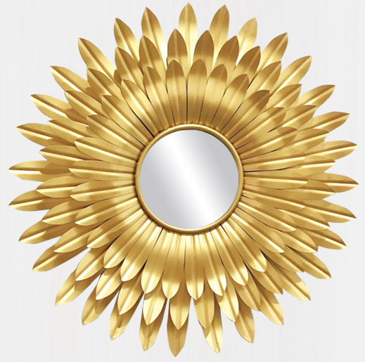 Shiny gold metal decorative mirror
