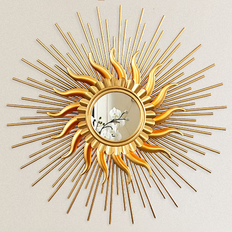 Shiny gold sunlight metal decorative mirror 