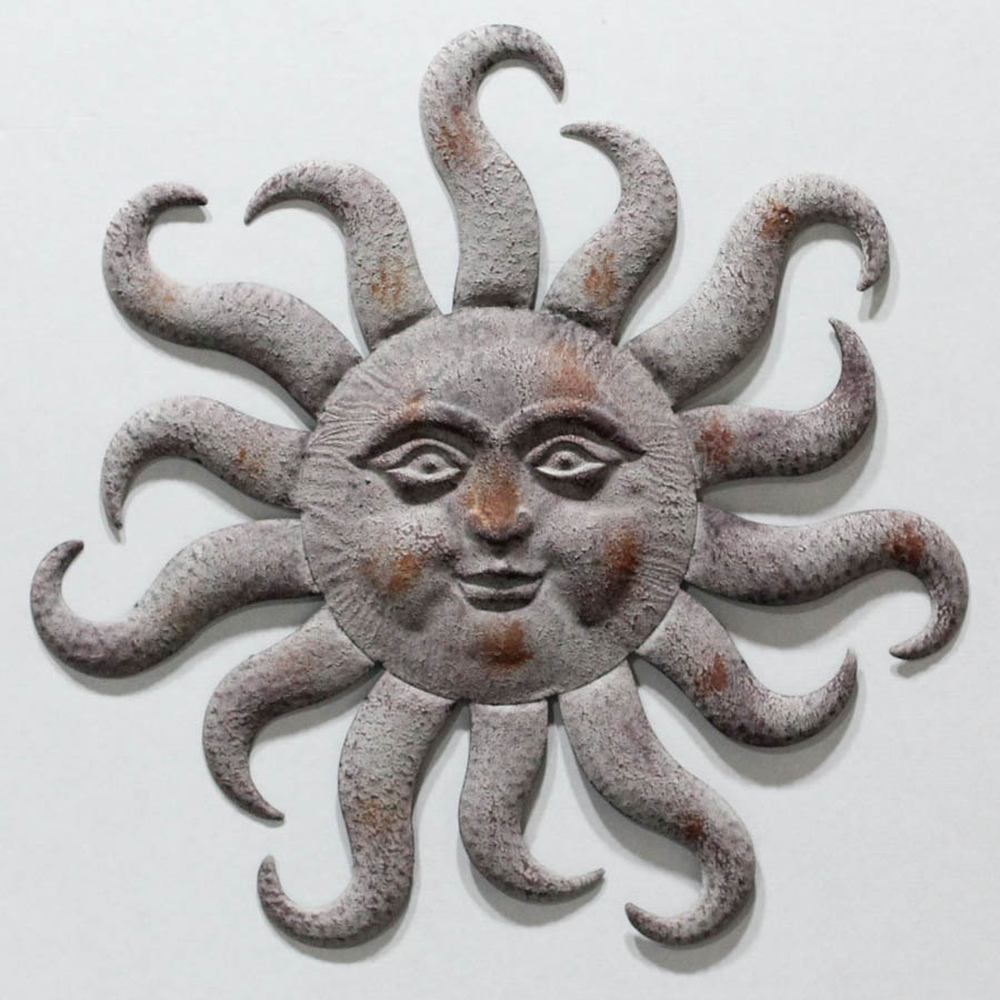 Ant. grey metal sunface wall decor