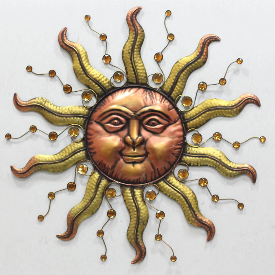 Bright gold sun face wall decor