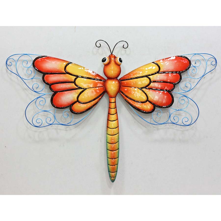 Bright color metal dragonfly wall decor