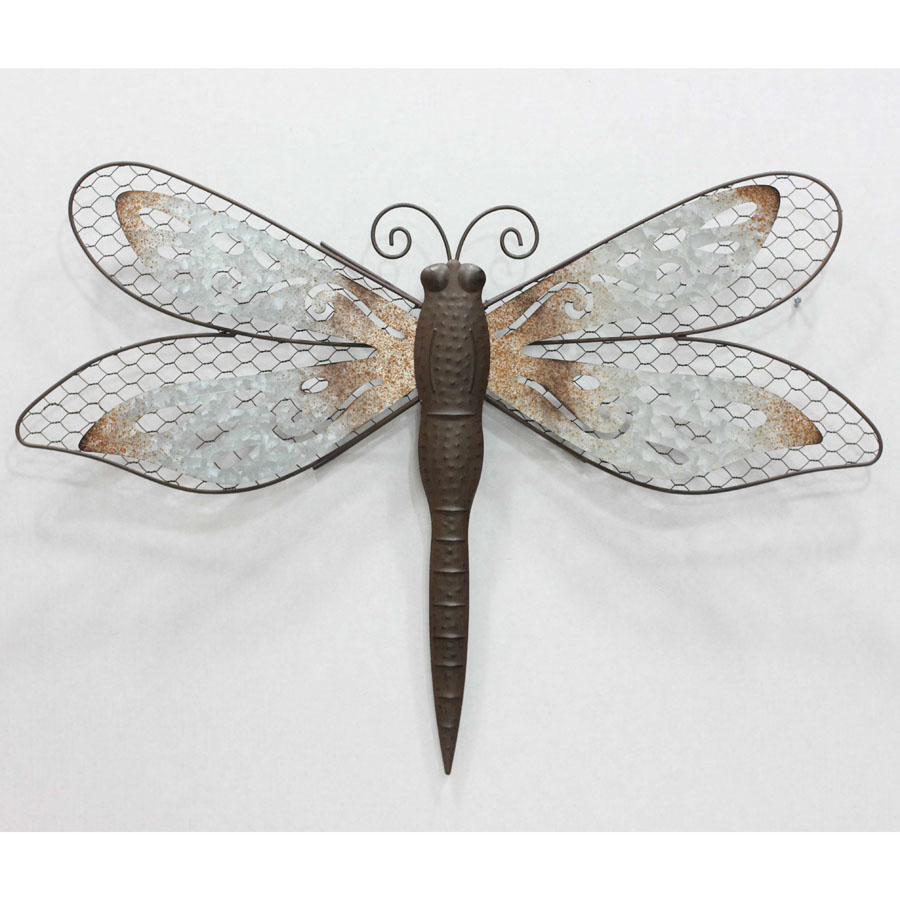 Antique zinc & rusty metal dragonfly wall decor