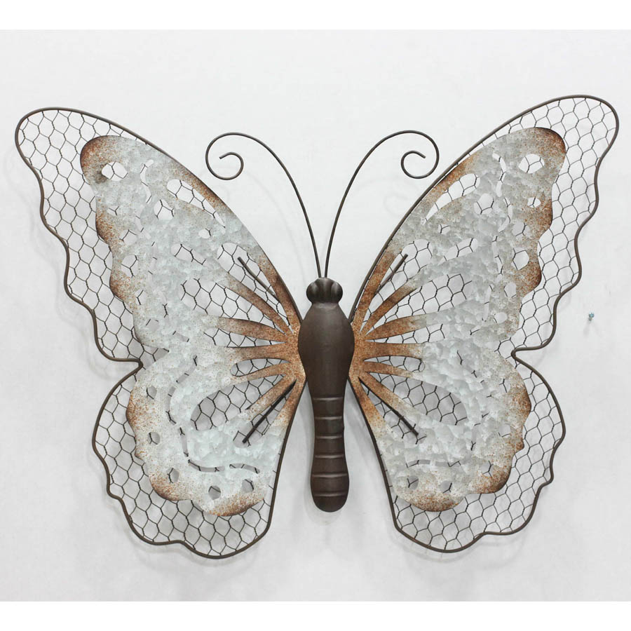 Antique zinc & rusty metal butterfly wall decor