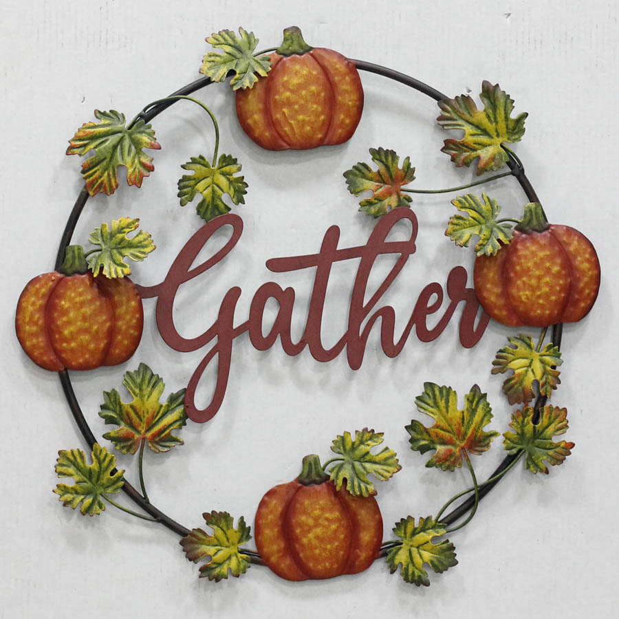 Metal thanksgiving day pumpkin wall decor