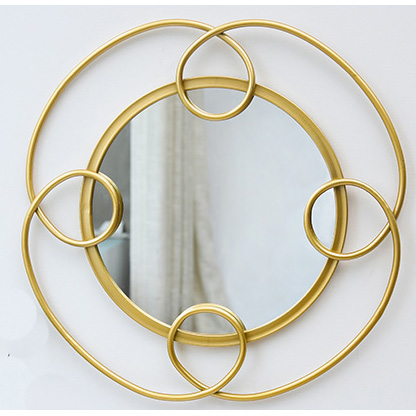 Shiny gold metal framed decorative mirror 