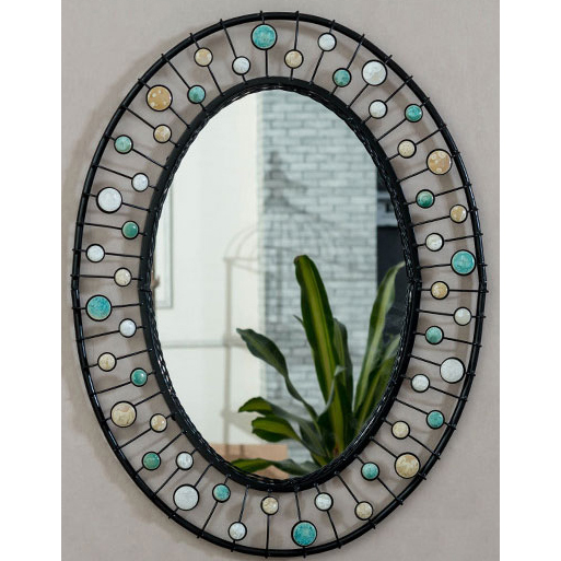 Black metal framed decorative mirror