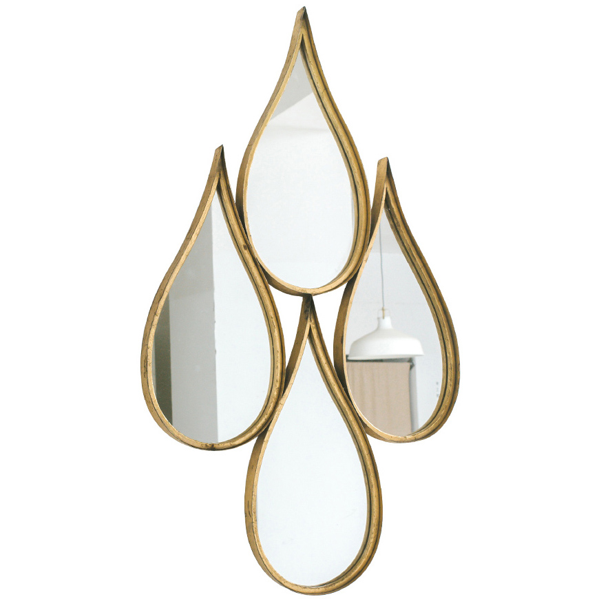 Shiny gold metal framed decorative mirror