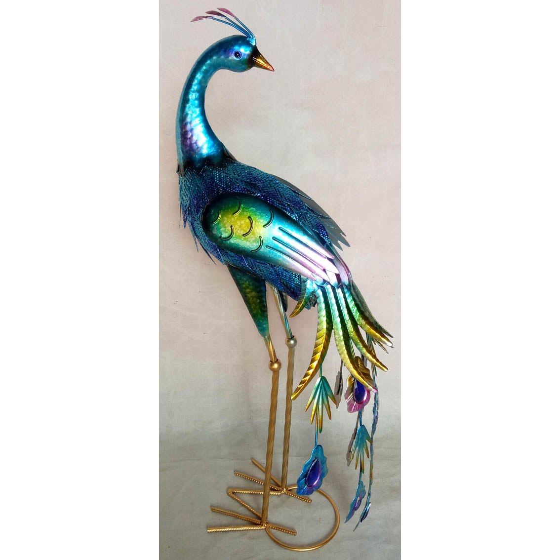 Hand-made metal garden decor peacock ornament 