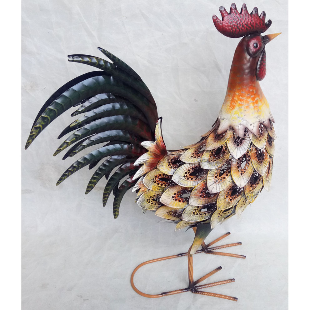 Hand-made metal garden decor cock ornament