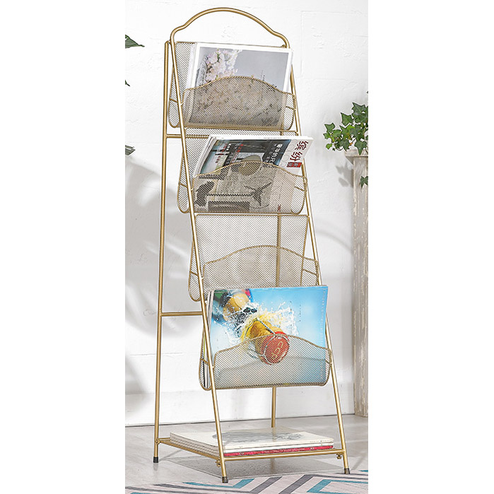 Foldable 4 tiers metal magazine rack, magazine holder, brochure holder,newspaper rack