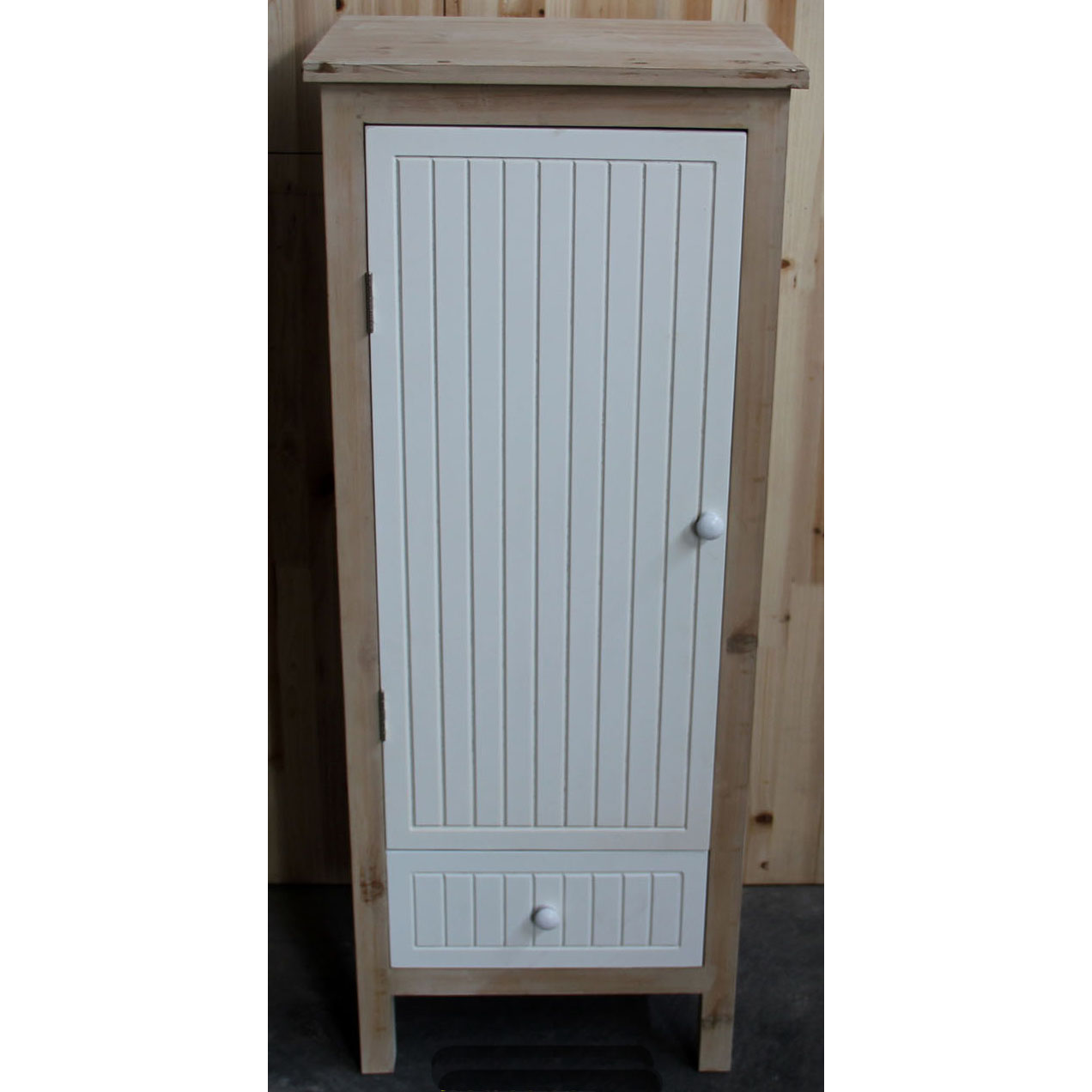 Sand wash wood cabinet with 1 white carving door and 1 drawer