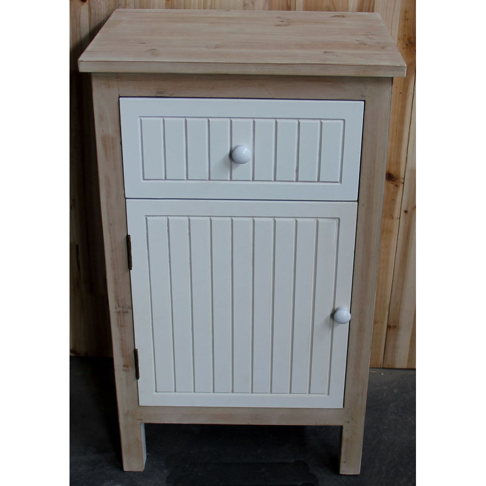 Sand wash wood cabinet with 1 white carving door and 1 drawer