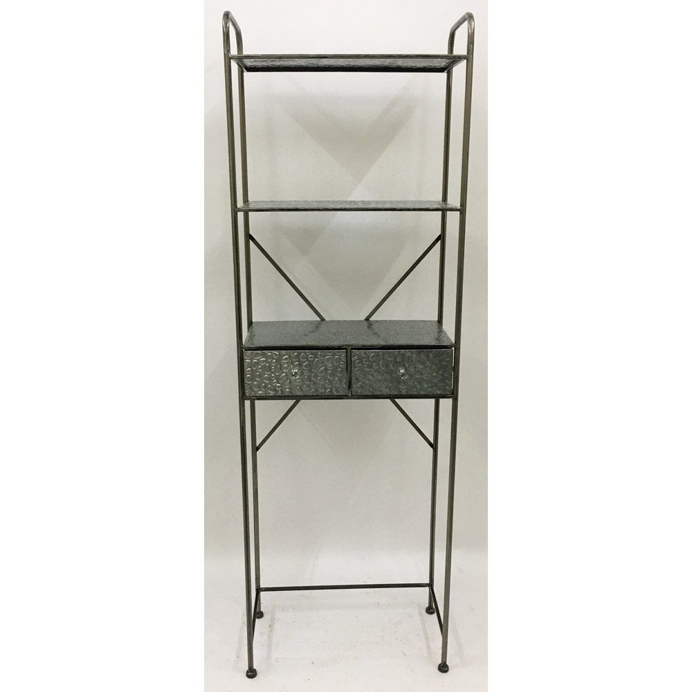 Galvanized metal toilet storage rack