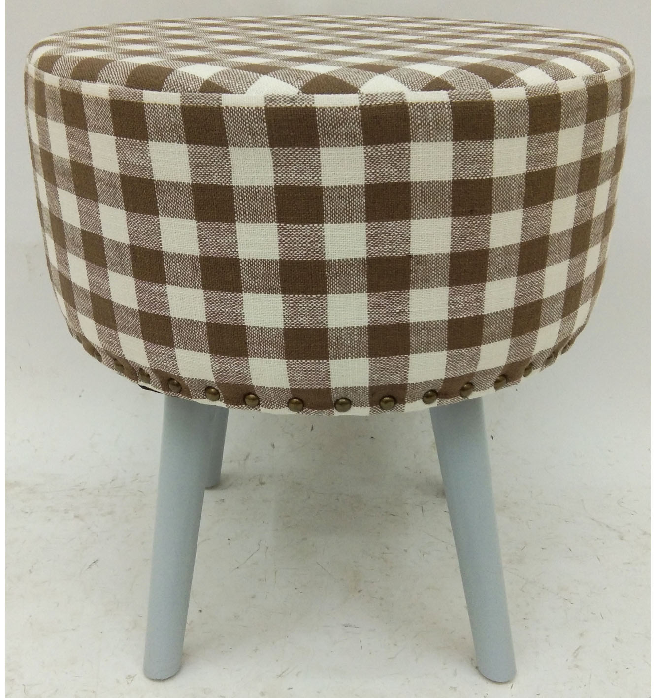 Scottish plaid ottoman with wood legs