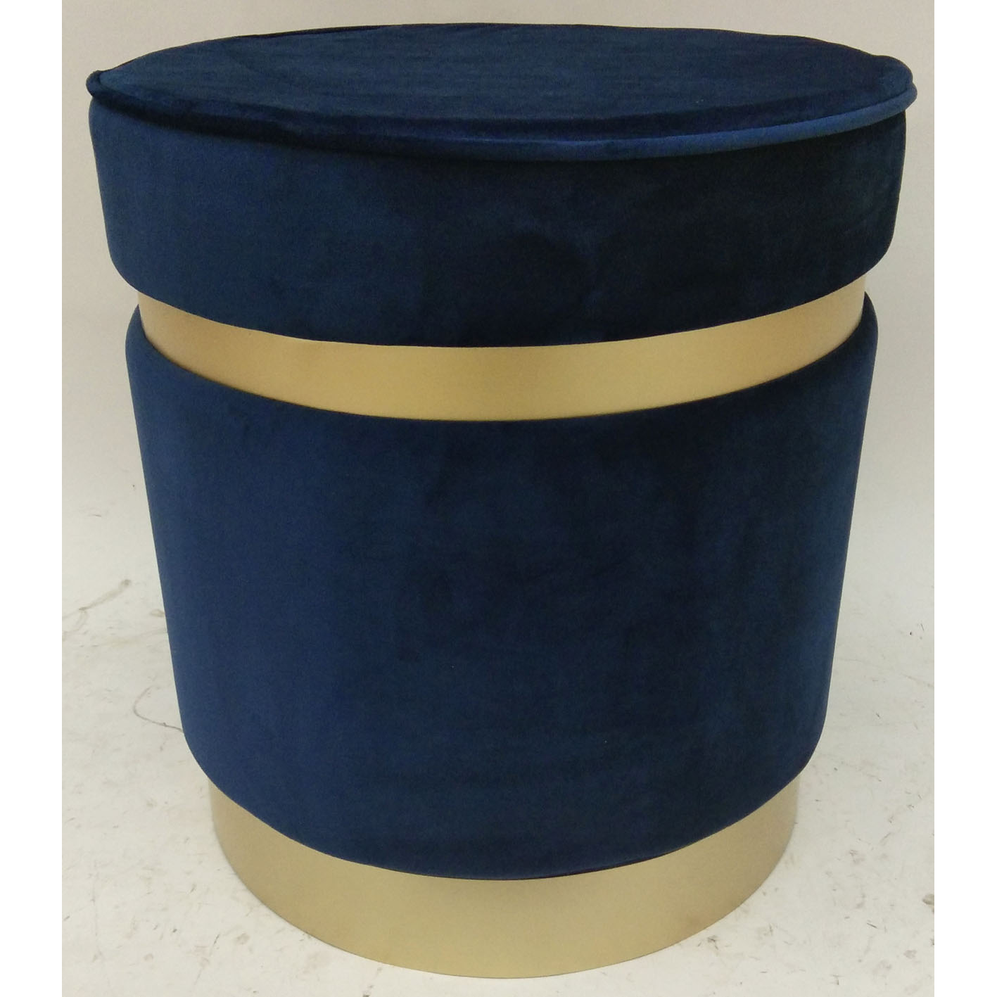 Round ottoman with gold metal base