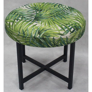 Leaf design ottoman with metal legs