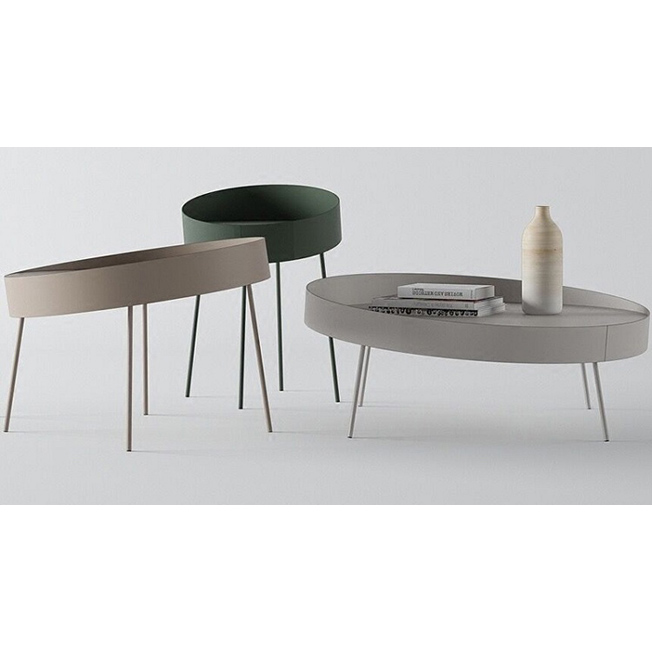 Round contemporary metal coffee table with metal legs