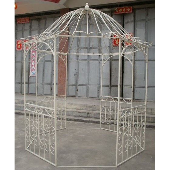 Octagonal metal mongolian yurt with curved metal scroll & dome