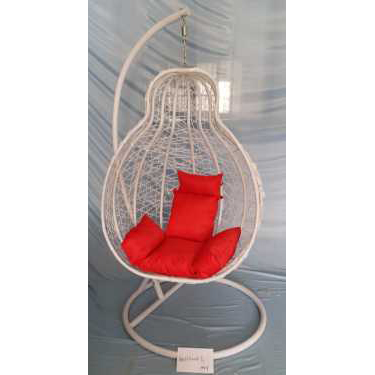 Plastic rattan swing chair with heavy metal base