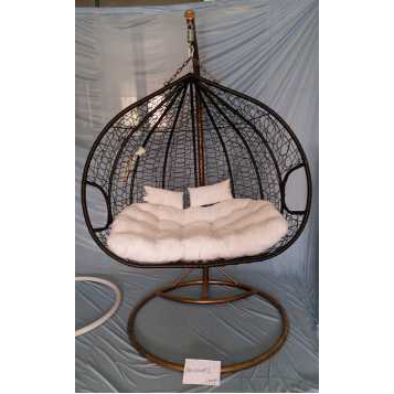 Plastic rattan swing chair with heavy metal base